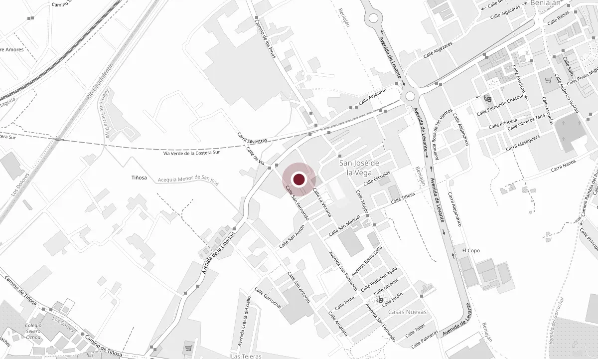 Mapa de San José de la Vega con IZUN marcada en la C/ Maestro Pencho, 4. Abre la ruta en Google Maps